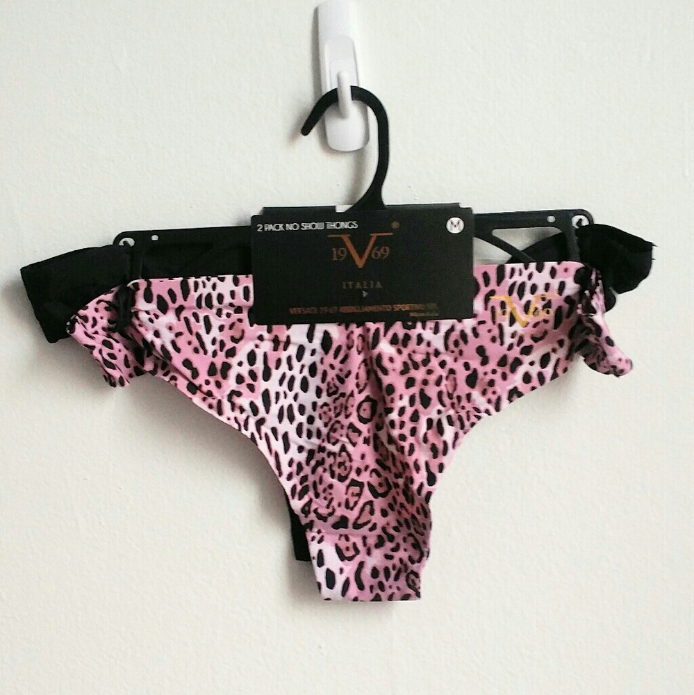 2 Versace 1969 Leopard BUTTERY SOFT Thongs NO VPL